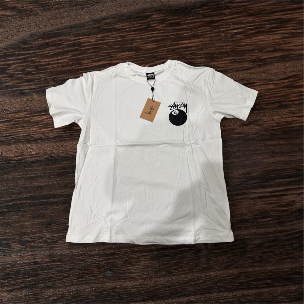 Stussy White Tee with Black 8 Ball Brand NEW SiZE Large